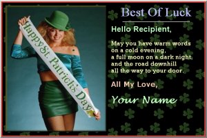 Free Card Pattern - free version, picture, fonts, colors, backgrounds, messages, music, friends, loved ones, special day, lucky, irish music, festive